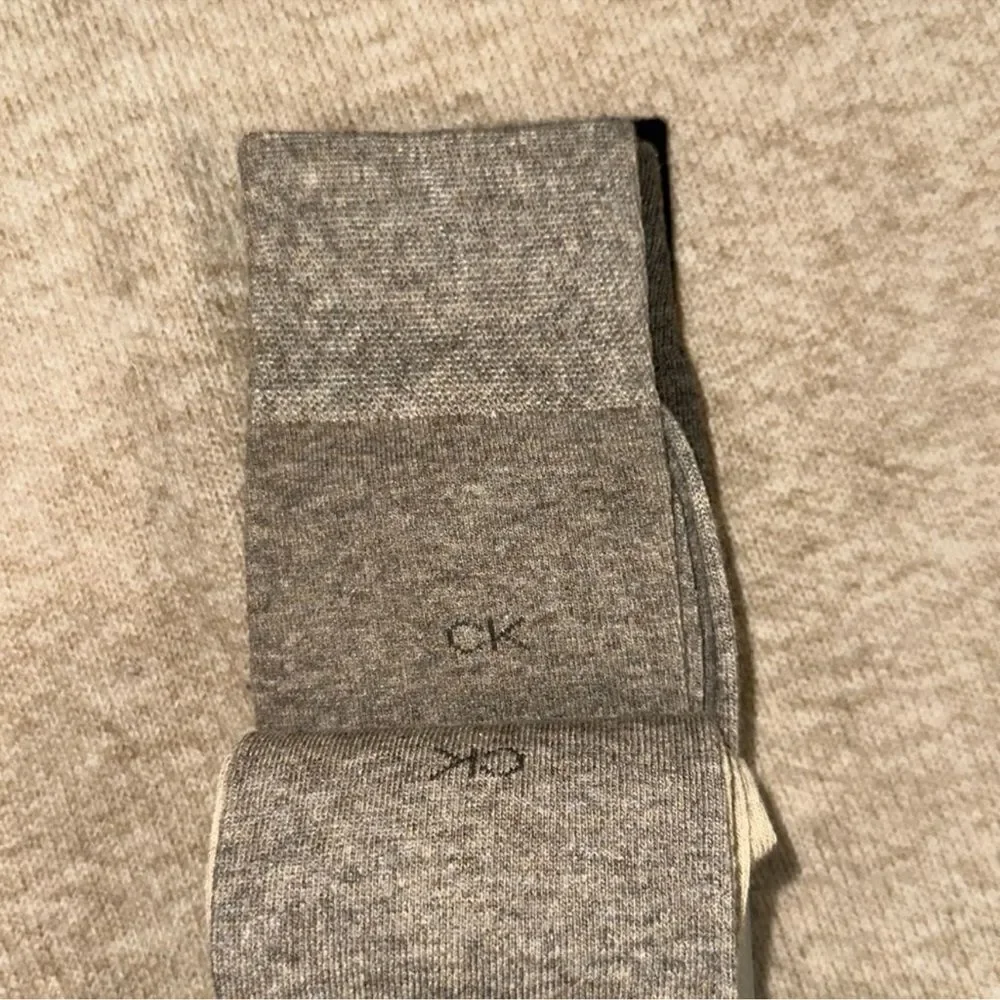 CK Men’s 4 pk Taupe Heather Brown Tan Black Ivory Cotton Blend Dress Crew Socks